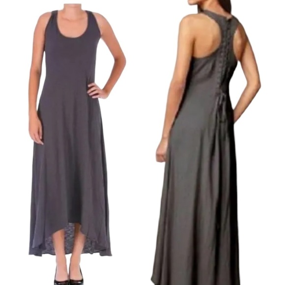 Elizabeth & James Gray Lace Up Racerback Maxi Dress - Picture 1 of 15